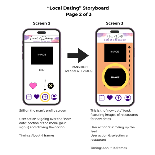 Storyboard screengrab of an app concept made with After Effects